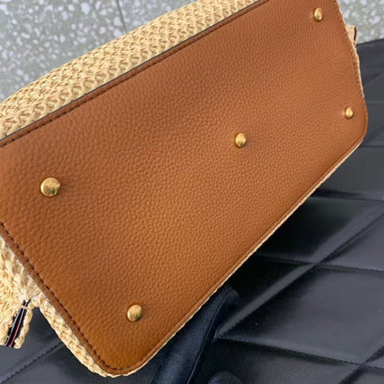 GARAVANI ROCKSTUD VLOGO TOTE 35 IN RAFFIA