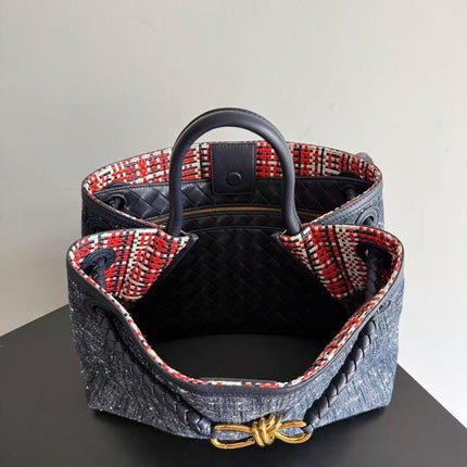 BOTTEGA 26S TOTE BAG 35CM IN BLUE BRAIDED LEATHER