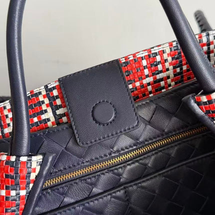 BOTTEGA 26S TOTE BAG 35CM IN BLUE BRAIDED LEATHER