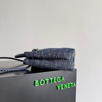 BOTTEGA 26S TOTE BAG 35CM IN BLUE BRAIDED LEATHER