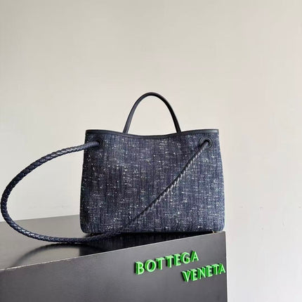 BOTTEGA 26S TOTE BAG 35CM IN BLUE BRAIDED LEATHER