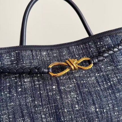 BOTTEGA 26S TOTE BAG 35CM IN BLUE BRAIDED LEATHER