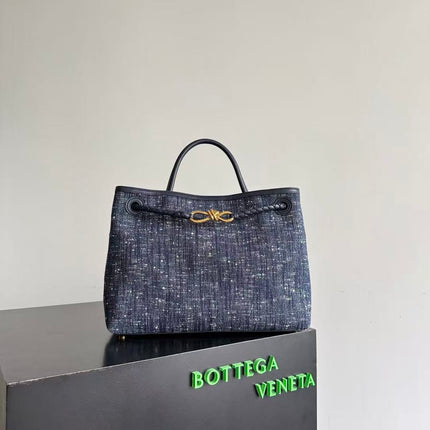 BOTTEGA 26S TOTE BAG 35CM IN BLUE BRAIDED LEATHER
