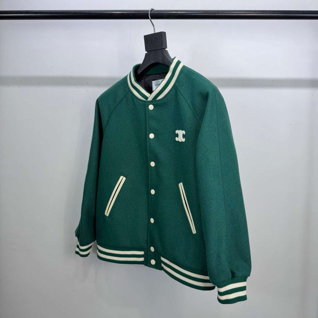 CELINE 26S TRIOMPHE TEDDY VARSITY JACKET