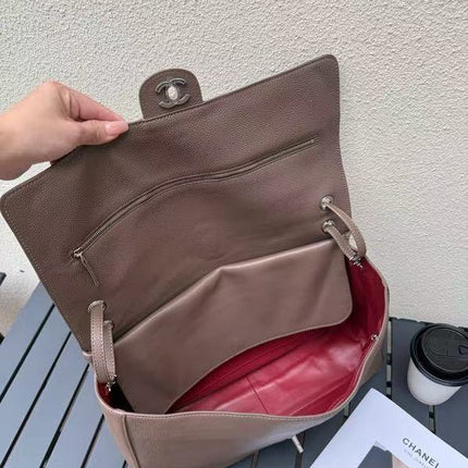 CHANEL 26S FLAP SHOULDER BAG IN TAUPE GRAINED CALFSKIN
