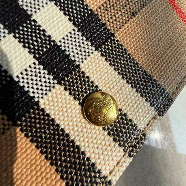 BURBERRY 26S VINTAGE CHECK TOTE BAG IN ARCHIVE BEIGE & BLACK CANVAS