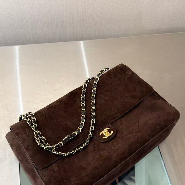 CHANEL 26 CLASSIC FLAP IN BROWN SUEDE 30726