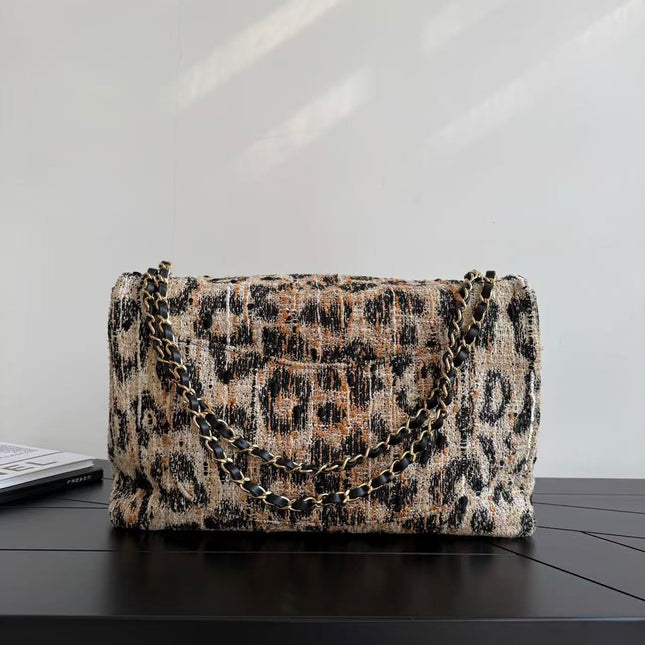 CHANEL 26S CLASSIC FLAP BAG IN LEOPARD TWEED