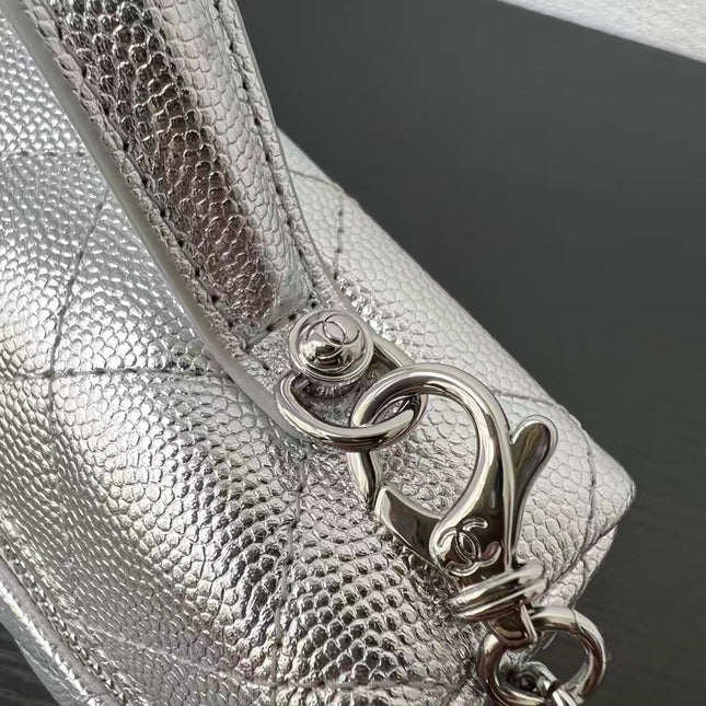 CHANEL 26S QUILTED VANITY CASE IN SILVER CAVIAR