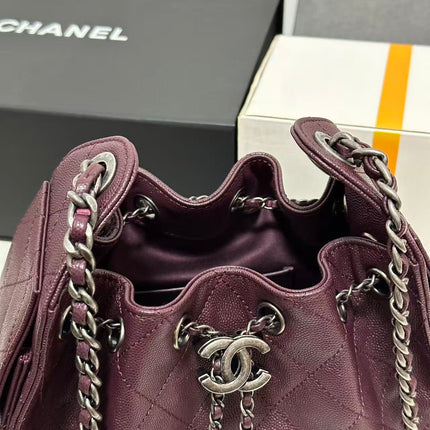 CHANEL 26S HOBO BAG 22 IN BURGUNDY RED CALFSKIN GOLD HARDWARE