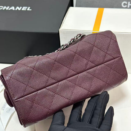 CHANEL 26S HOBO BAG 22 IN BURGUNDY RED CALFSKIN GOLD HARDWARE