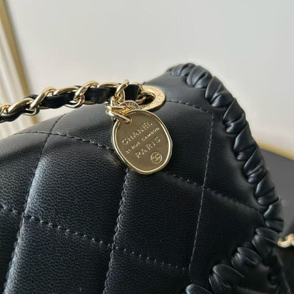 CHANEL BRAIDED MINI MY OWN FRAME FLAP BAG IN BLACK CALFSKIN