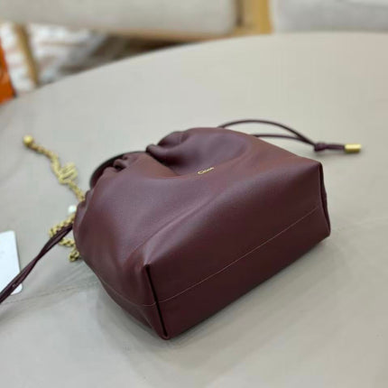 CHLOE MINI ICON SHOULDER BAG WITH CHAIN IN BURGUNDY LAMBSKIN