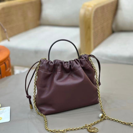 CHLOE MINI ICON SHOULDER BAG WITH CHAIN IN BURGUNDY LAMBSKIN