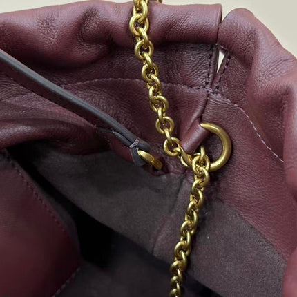 CHLOE MINI ICON SHOULDER BAG WITH CHAIN IN BURGUNDY LAMBSKIN