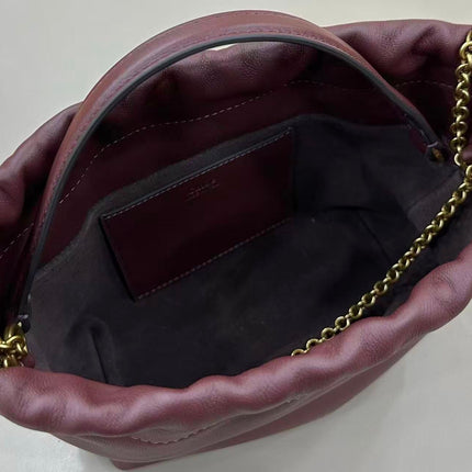 CHLOE MINI ICON SHOULDER BAG WITH CHAIN IN BURGUNDY LAMBSKIN