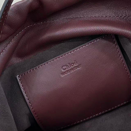 CHLOE MINI ICON SHOULDER BAG WITH CHAIN IN BURGUNDY LAMBSKIN