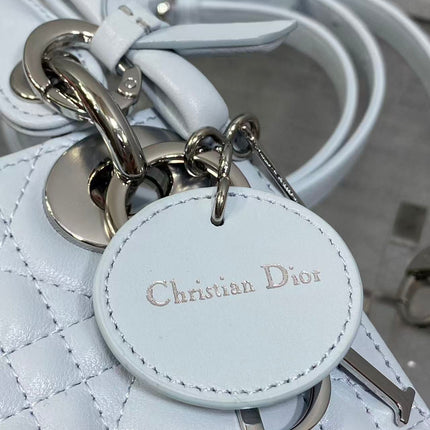 DIOR 26S LADY BAG 17 IN GREY BLUE LAMBSKIN