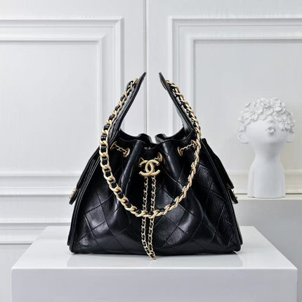 CHANEL 26S HOBO BAG 30 IN BLACK CAVIAR CALFSKIN GOLD HARDWARE PREMIUM VERSION