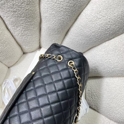 CHANEL 26S MAXI TRAVEL FLAP BAG IN BLACK CAVIAR CALFSKIN GOLD HARDWARE
