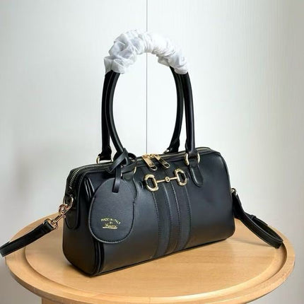 GUCCI 26S BORSETTO BOSTON MEDIUM 28 BAG IN BLACK CALFSKIN