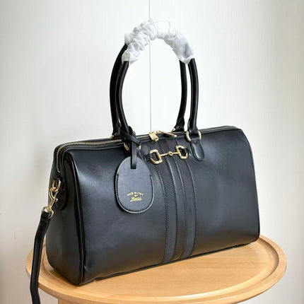 GUCCI 26S BORSETTO BOSTON 38 LARGE BAG IN BLACK CALFSKIN