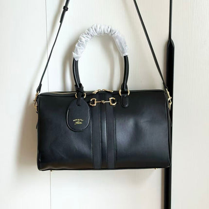 GUCCI 26S BORSETTO BOSTON 38 LARGE BAG IN BLACK CALFSKIN