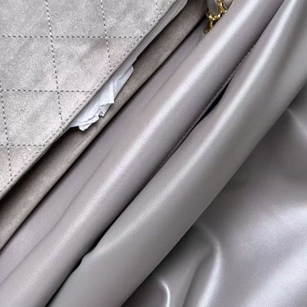 CHANEL 26S CLASSIC FLAP BAG IN LIGHT GREY SUEDE