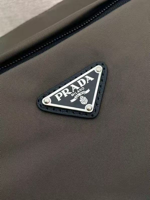 PRADA 26S SHOULDER BAG IN DARK OLIVE NYLON