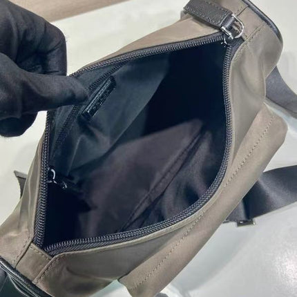 PRADA 26S SHOULDER BAG IN DARK OLIVE NYLON