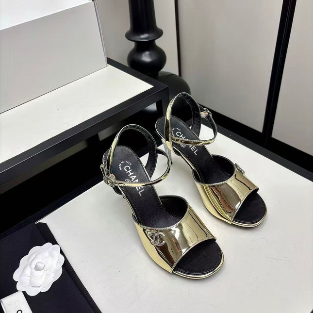 CHANEL 26S STRAPPY SANDALS IN GOLD METALLIC