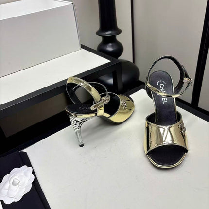 CHANEL 26S STRAPPY SANDALS IN GOLD METALLIC