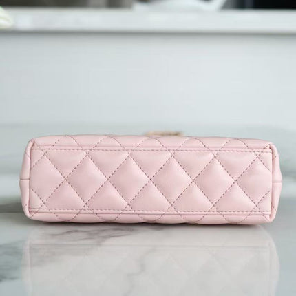 CHANEL 26S MINI TOP HANDLE BAG IN PINK QUILTED LEATHER