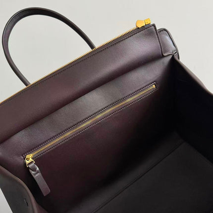 BOTTEGA VENETA TOP HANDLE TOTE IN DARK BROWN CALFSKIN