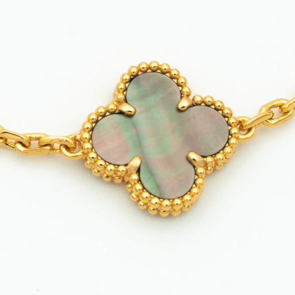 CLOVER BRACELET 5 MOTIF MOP AND DIAMOND