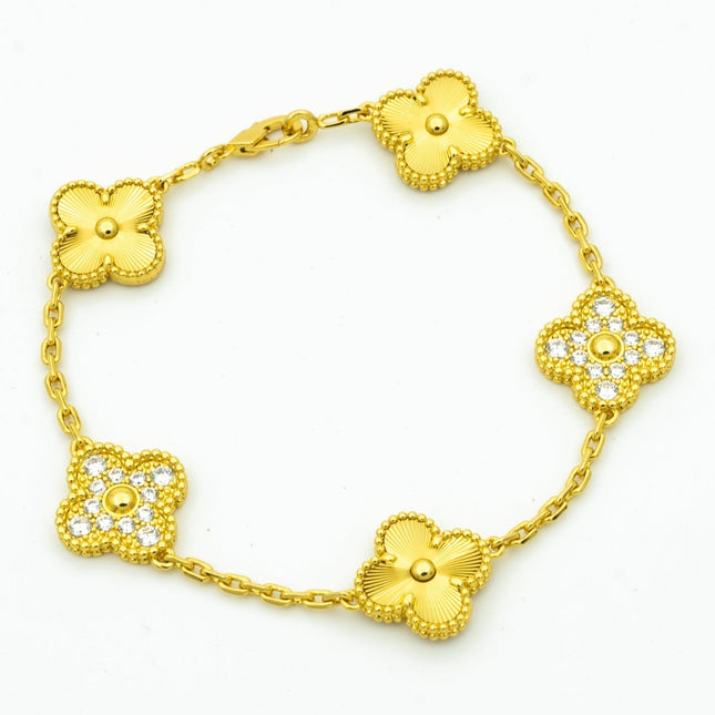 CLOVER BRACELET 5 MOTIFS GOLD DIAMOND