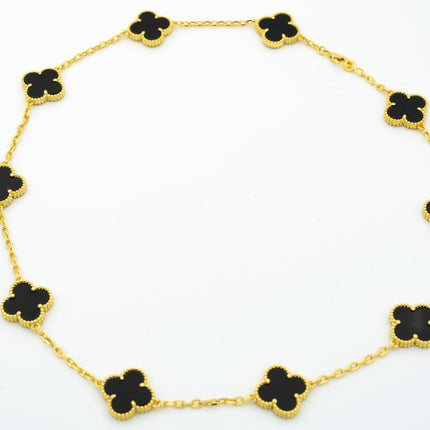 VINTAGE ONYX NECKLACE 10 MOTIFS GOLD