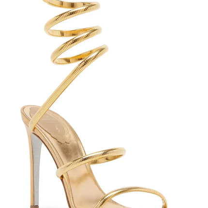 RENE CAOVILLA 26S STILETTO SANDALS 95 MM IN METALIC GOLD 01