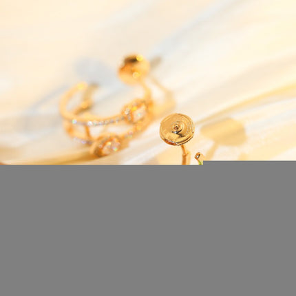 CREOLES MY TWIN 2 RANGS SILVER DIAMOND EARRINGS