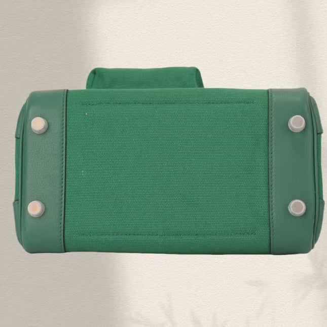 BIRKIN CARGO 25CM GREEN CANVAS AND LEATHER SILVER HARDWARE