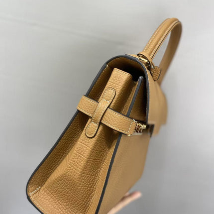 DELVAUX TOP HANDLE BAG 27 IN BROWN CALFSKIN TP3