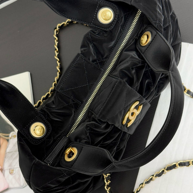 CC BOW TOP HANDLE BAG 38 IN BLACK