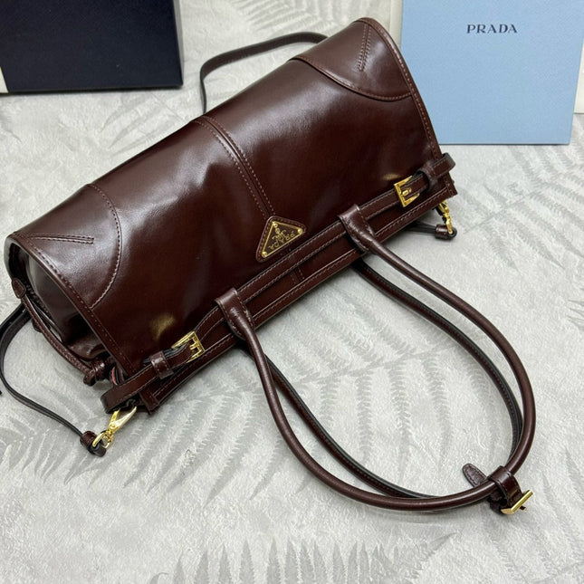 BONNIE HANDBAG 32 IN DARK BROWN CALFSKIN GOLD HARDWARE