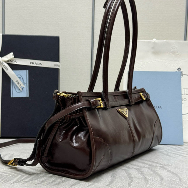 BONNIE HANDBAG 32 IN DARK BROWN CALFSKIN GOLD HARDWARE