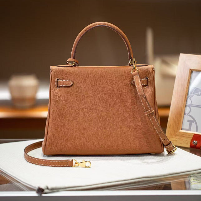 KELLY 28CM IN TAN BROWN TOGO LEATHER GOLD HARDWARE