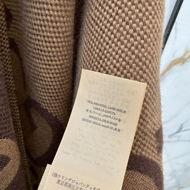 GG REVERSIBLE JUMBO CASHMERE CAPE IN BROWN