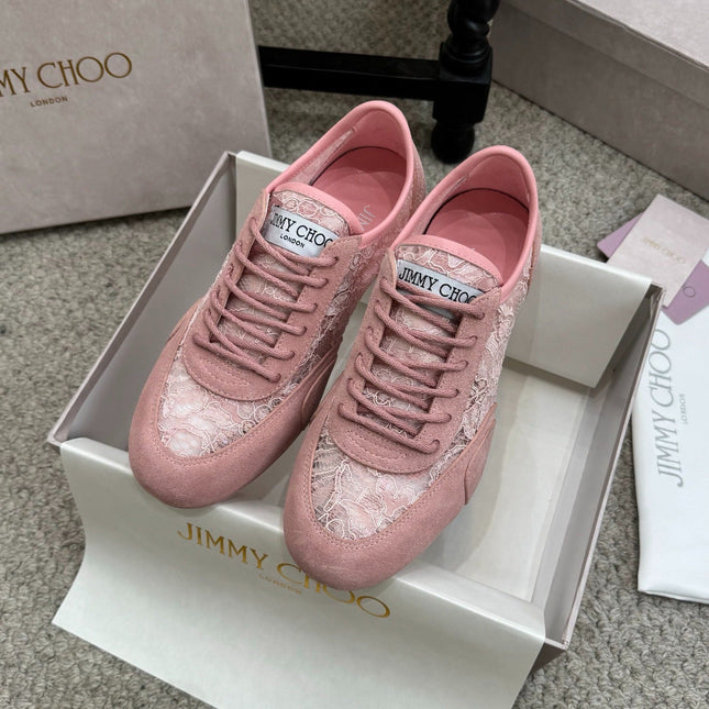JIMMY CHOO SNEAKERS IN PINK MESH AND SUEDE