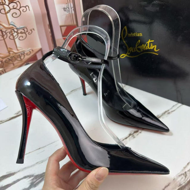 CHRISTIAN LOUBOUTIN EROZEE PUMPS IN BLACK PATENT CALFSKIN