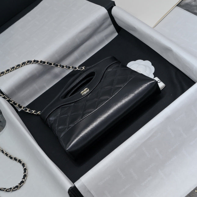 CHANEL MINI SHOPPING BAG 20 CM IN BLACK CALFSKIN GOLD HARDWARE