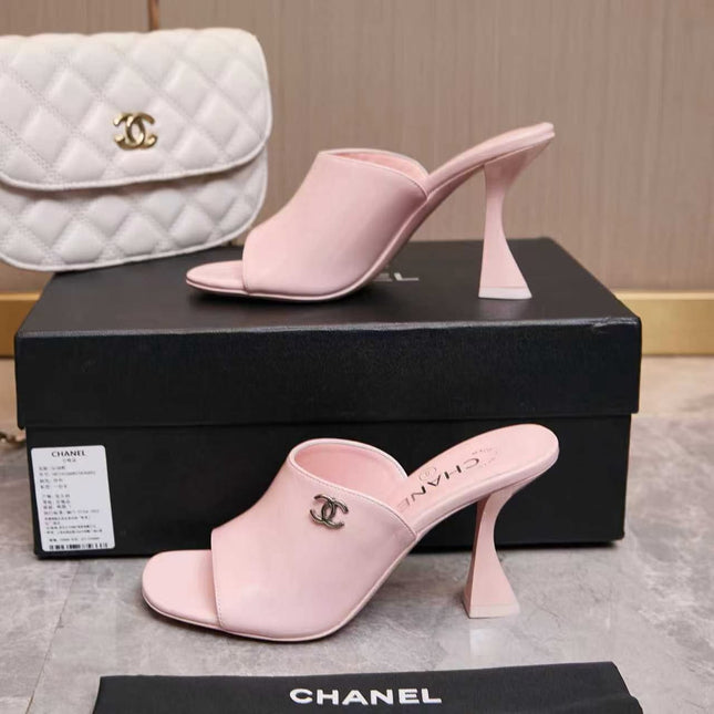CHANEL HIGH MULES IN PINK CALFSKIN